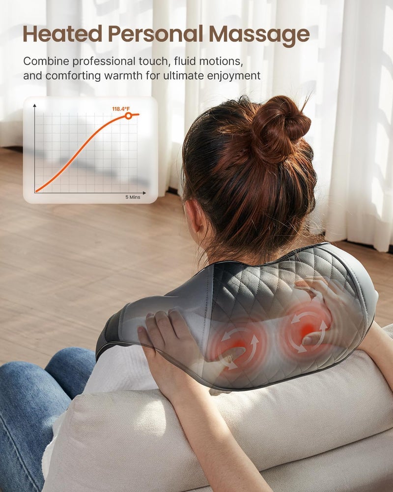 Neck Massager with Heat - Shiatsu Shoulder Massager for Deep Tissue Kneading - Image 2