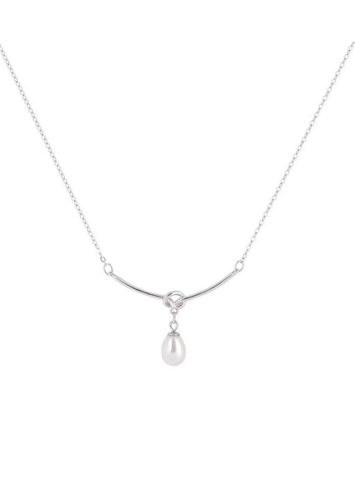Goolsky Sterling Silver Pearl Necklace for Women – Minimalist Luxury Clavicle Chain | Unique Gift for Her  - Image 3