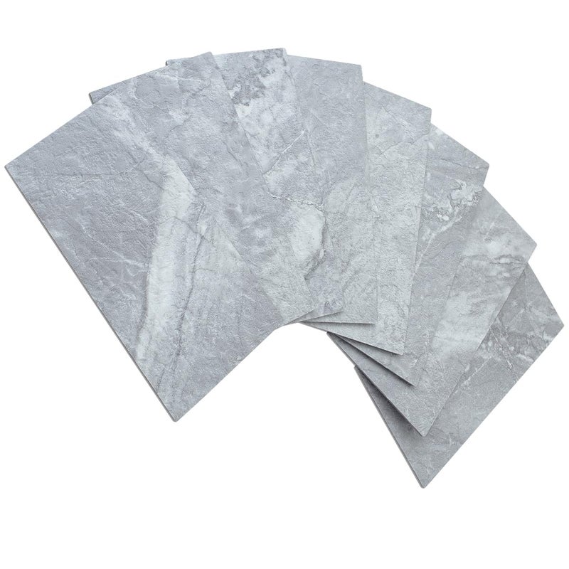 AULIGET 100-Piece Peel and Stick Backsplash Wall Tiles  3"" x 6"" PVC Grey Marble Faux Stick on Tiles for Backsplash Kitchen  Bathroom  Laundry Room  Camper  Fireplace - Image 1