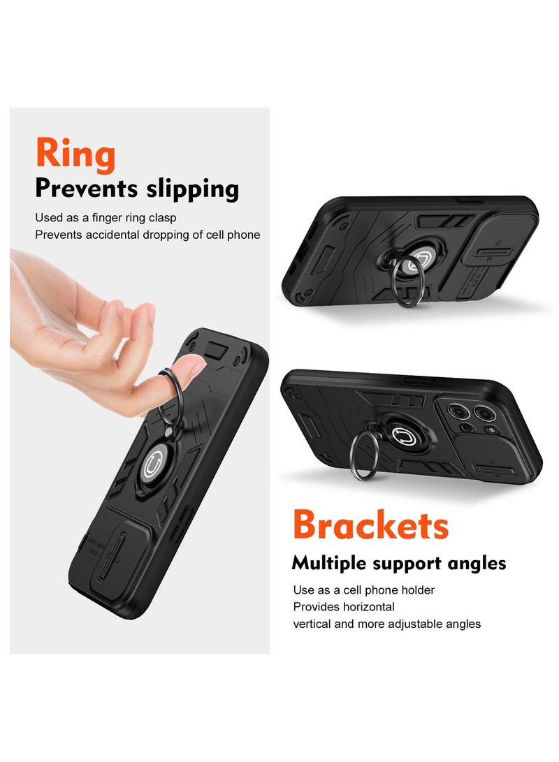 [1+1 Sets] For Motorola Moto G75 5G Case & Screen Protector Built Slide Camera Protection Cover Heavy Duty Protective Magnetic Phone Case with 1 Tempered Glass Screen Protector  - Image 4