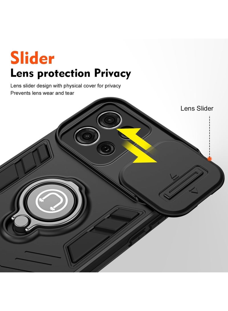 [1+1 Sets] For Motorola Moto G75 5G Case & Screen Protector Built Slide Camera Protection Cover Heavy Duty Protective Magnetic Phone Case with 1 Tempered Glass Screen Protector  - Image 5