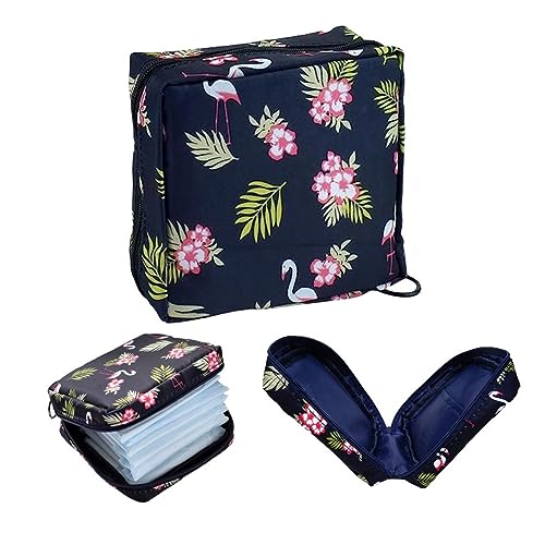 Fapiwen Small Pouch|Sanitary Napkin Storage Bag|Nylon Makeup Pouches For Women|Travel Organizer|Flamingo Cosmetic Bag For Charger Cable Earphone Makeup Jewellery For Women|4 cm,Blue - Image 1