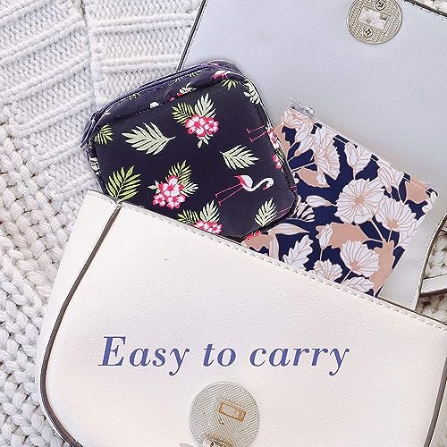 Fapiwen Small Pouch|Sanitary Napkin Storage Bag|Nylon Makeup Pouches For Women|Travel Organizer|Flamingo Cosmetic Bag For Charger Cable Earphone Makeup Jewellery For Women|4 cm,Blue - Image 5