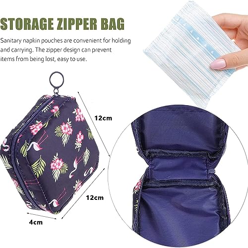 Fapiwen Small Pouch|Sanitary Napkin Storage Bag|Nylon Makeup Pouches For Women|Travel Organizer|Flamingo Cosmetic Bag For Charger Cable Earphone Makeup Jewellery For Women|4 cm,Blue - Image 4