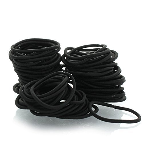 My Lello Hair Elastics Hair Ties, Professional Grade Ponytail Holders - 100 Pack Black - Image 1
