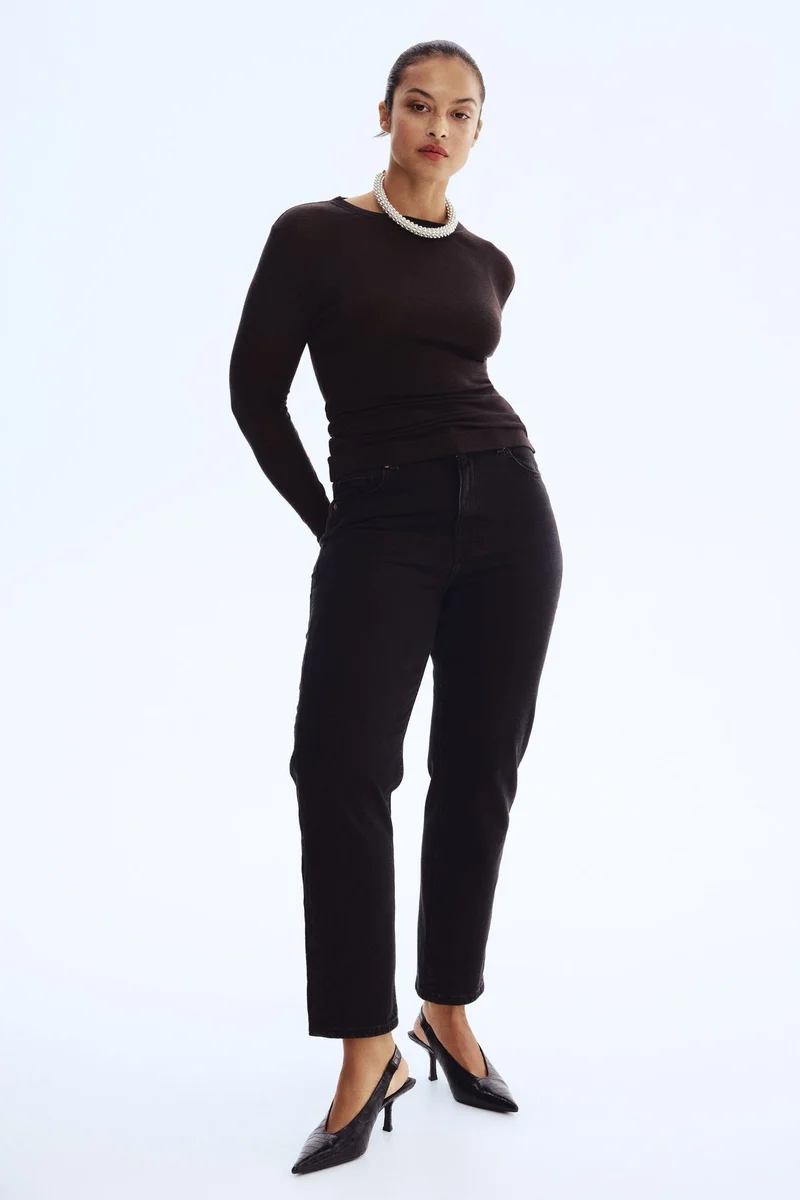 اتش اند ام جينز موم بطول الكاحل وخصر مرتفع بقصّة سلِم