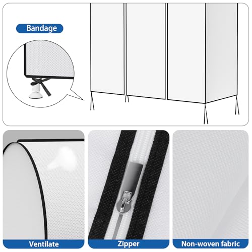 Zilink 50'' Garment Rack Cover Dustproof Clothes Rack Cover Breathable Garment Bags Protector Wardrobe Cover with 2 Durable Zippers for Garment Rack, White, (Rack Not Included) - Image 3
