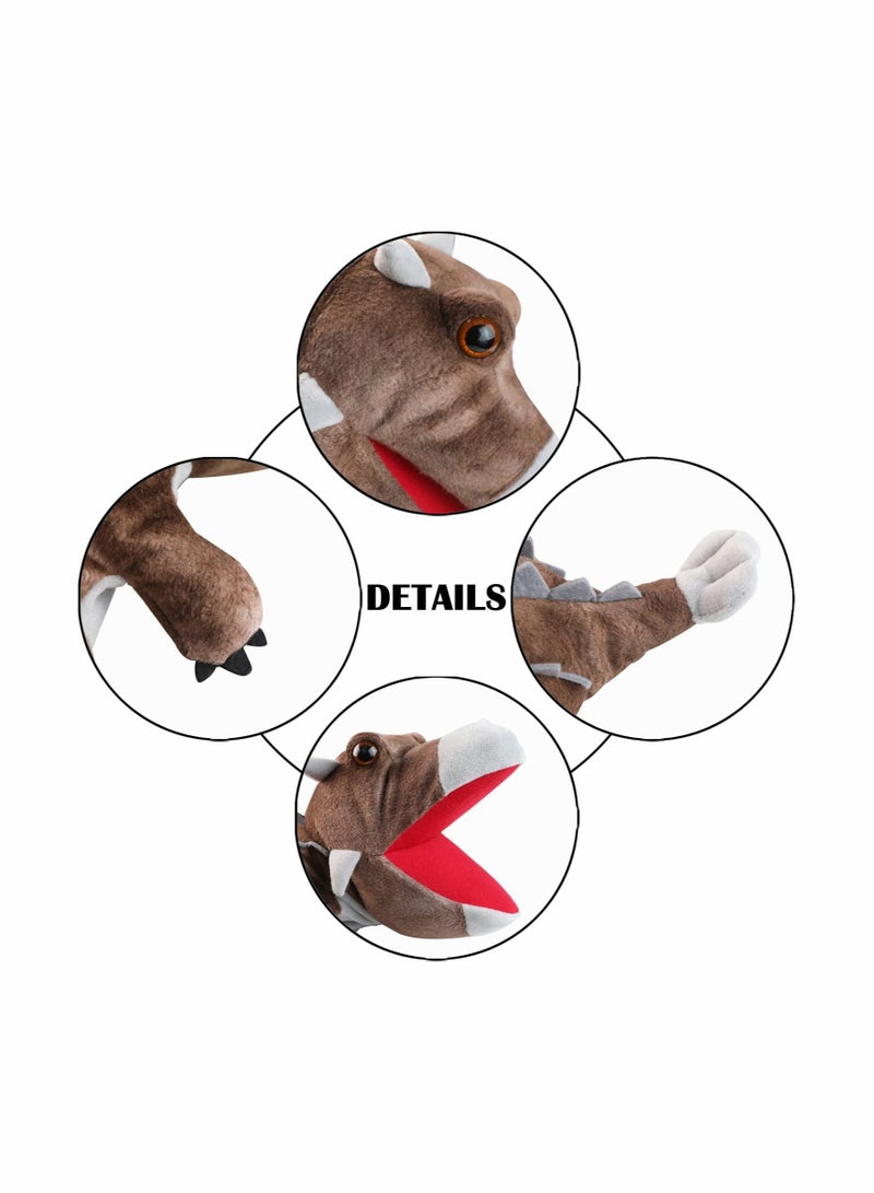 Zikra Dinosaur Hand Puppets, Ankylosaurus Jurassic World Stuffed Animal Soft Plush Toy, Open Movable Mouth Finger Gift, Birthday Gifts for Kids, Creative Role Play - Image 3