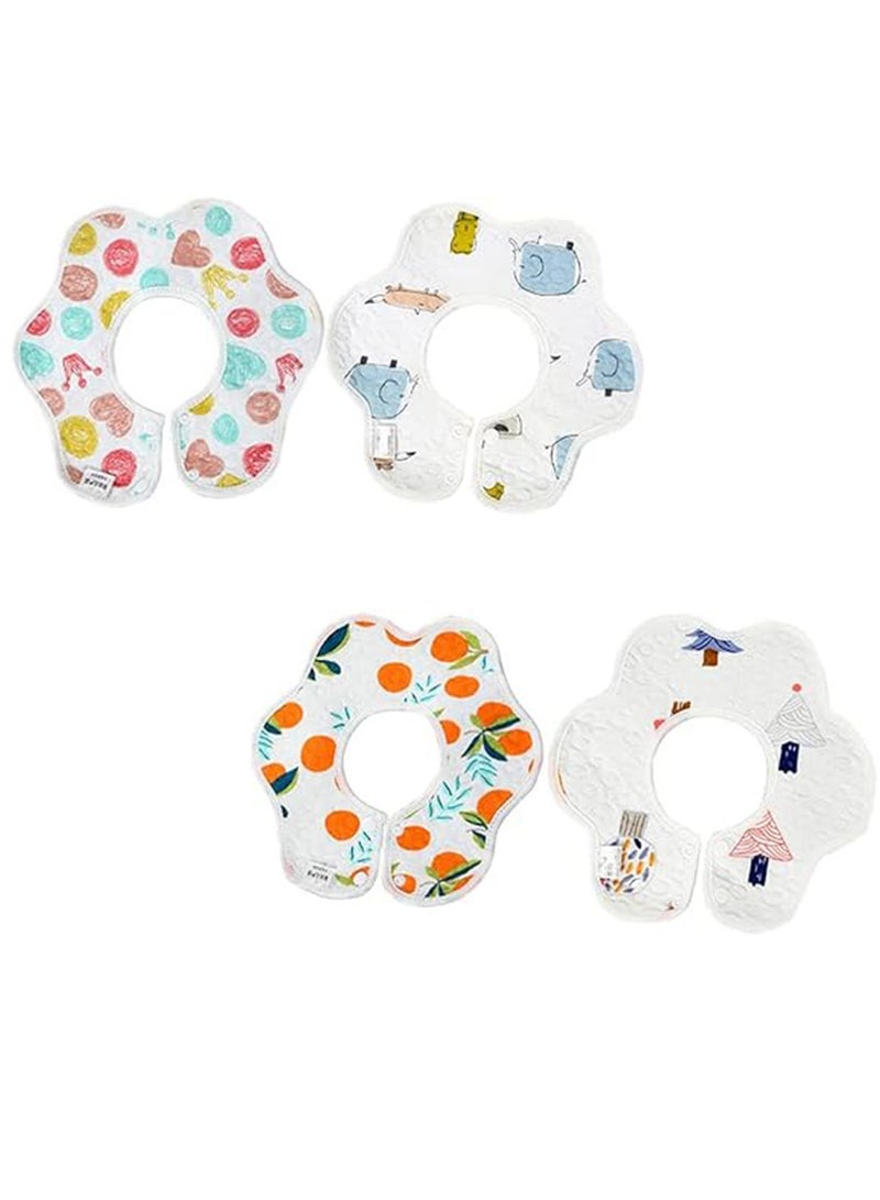 Gonice Cotton Baby Bib 4PCS, 360 ° Rotate Drool Bibs Flower Shape Bandana Burp Cloths Soft Saliva Towel for Baby Newborn Pink Blue Organic Cotton and Super Absorbent Hypoallergenic Pullover Baby Bibs - Image 1