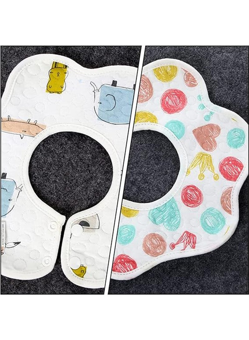 Gonice Cotton Baby Bib 4PCS, 360 ° Rotate Drool Bibs Flower Shape Bandana Burp Cloths Soft Saliva Towel for Baby Newborn Pink Blue Organic Cotton and Super Absorbent Hypoallergenic Pullover Baby Bibs - Image 3