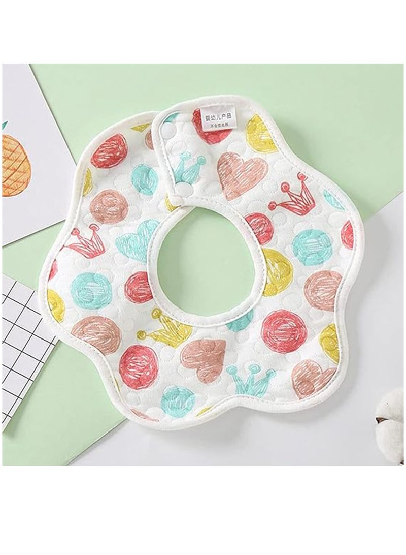 Gonice Cotton Baby Bib 4PCS, 360 ° Rotate Drool Bibs Flower Shape Bandana Burp Cloths Soft Saliva Towel for Baby Newborn Pink Blue Organic Cotton and Super Absorbent Hypoallergenic Pullover Baby Bibs - Image 2