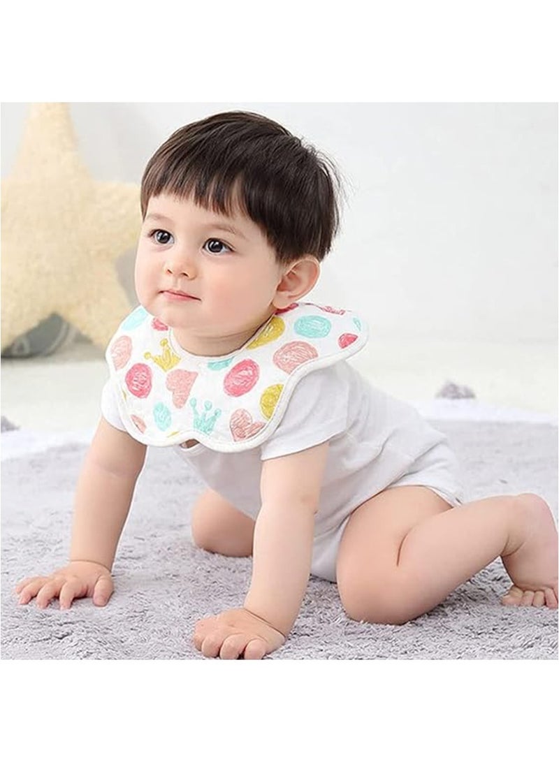 Gonice Cotton Baby Bib 4PCS, 360 ° Rotate Drool Bibs Flower Shape Bandana Burp Cloths Soft Saliva Towel for Baby Newborn Pink Blue Organic Cotton and Super Absorbent Hypoallergenic Pullover Baby Bibs - Image 5