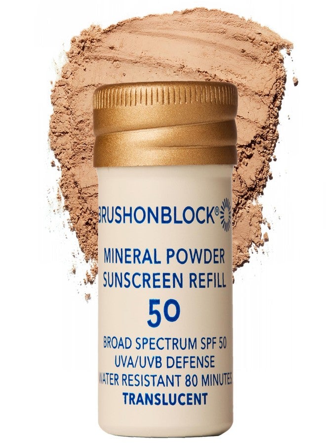 Brush On Block Mineral Sunscreen Powder Refill, Natural Broad-Spectrum SPF 50, Safe for Sensitive Skin, UVA UVB Face Protection, Reef Friendly (Translucent - Refill) - Image 1