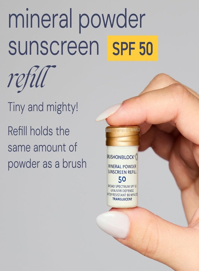 Brush On Block Mineral Sunscreen Powder Refill, Natural Broad-Spectrum SPF 50, Safe for Sensitive Skin, UVA UVB Face Protection, Reef Friendly (Translucent - Refill) - Image 2