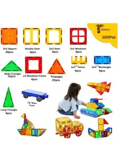 TEGRILO 100 Pcs Magnetic Building Blocks 3D Kids Building Blocks Set Magnetic Building Construction Educational STEM Toys for Toddler  - Image 3