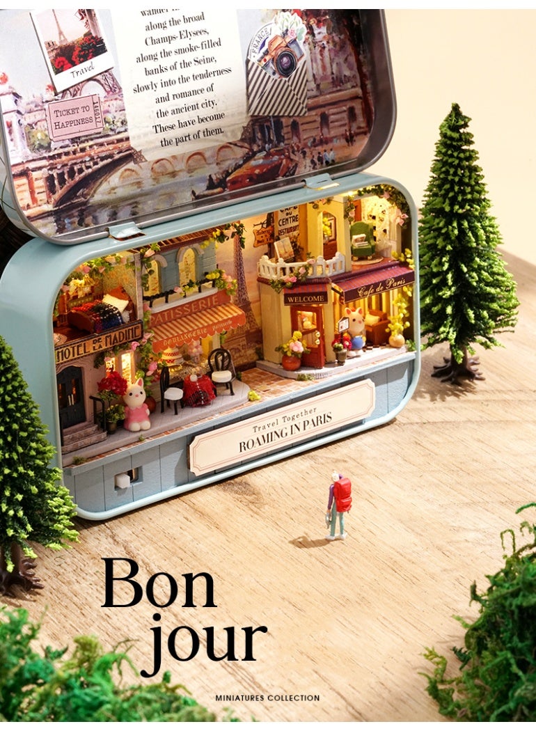 Dolls House, Box Theatre Miniature Kit Architecture Model Building Kits with Furniture LED, Time Travel Series diy Kids Toy - Image 5