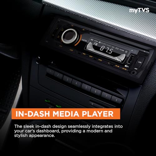 myTVS مشغل وسائط MP3 عالمي من myTVS بتصميم DIN مفرد لجميع السيارات | مشغل موسيقى للسيارة مع بلوتوث | نظام ستيريو للسيارة (موسيقى وشحن)، مدخل AUX، راديو FM، مكالمات بدون استخدام اليدين وتحكم عن بعد | TMP-54 - Image 5