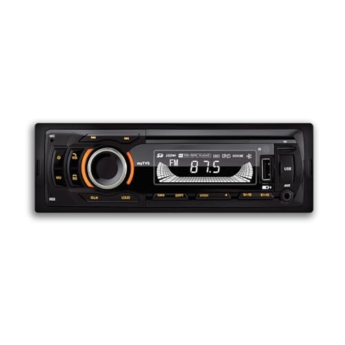 myTVS مشغل وسائط MP3 عالمي من myTVS بتصميم DIN مفرد لجميع السيارات | مشغل موسيقى للسيارة مع بلوتوث | نظام ستيريو للسيارة (موسيقى وشحن)، مدخل AUX، راديو FM، مكالمات بدون استخدام اليدين وتحكم عن بعد | TMP-54 - Image 2