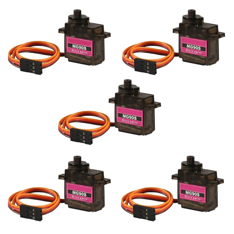 DORHEA 5PCS MG90S Servo Micro 9G Servo Motor Geared Micro Servo Motor 9G Smart Robot Compatible with Raspberry Pi Project Car Helicopter Airplane Boat Control Angle 180 - Image 4