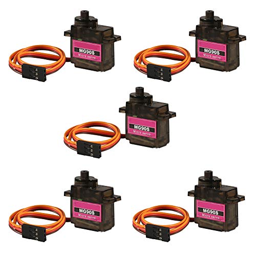 DORHEA 5PCS MG90S Servo Micro 9G Servo Motor Geared Micro Servo Motor 9G Smart Robot Compatible with Raspberry Pi Project Car Helicopter Airplane Boat Control Angle 180 - Image 1