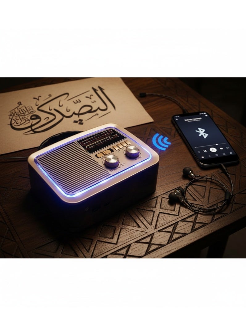 Gold Crest Old Radio Speaker Bluetooth & HIFI-Speaker with Solar Panels, Sd Card, Usb And Aux Port, Radio FM/ AM/SW Brown wood Portable Audio TF Card USB Flash disk Aux playback, GO-1182US-BT - Image 5