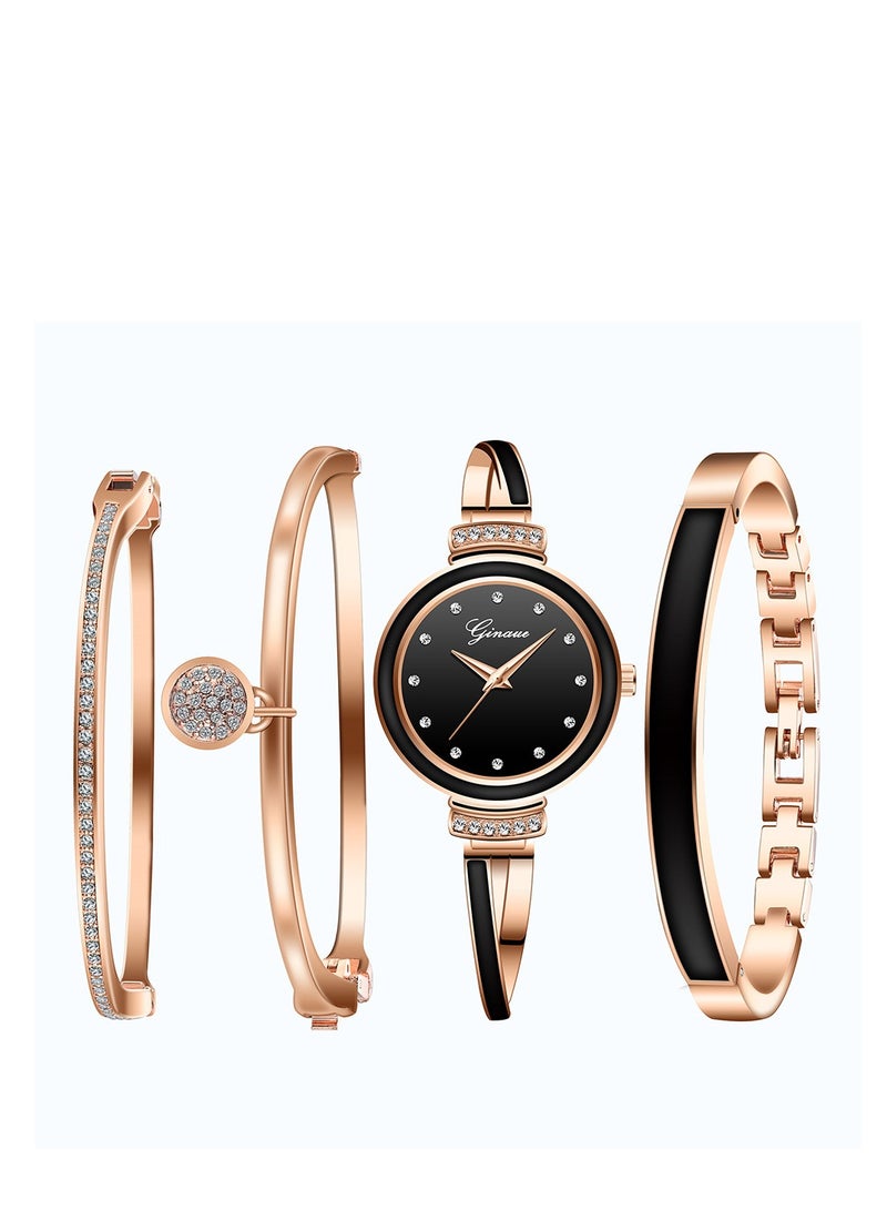 Stylish beautiful Ladies Watch Bracelet 4PCS Charming and elegant holiday gift women's Watch Set