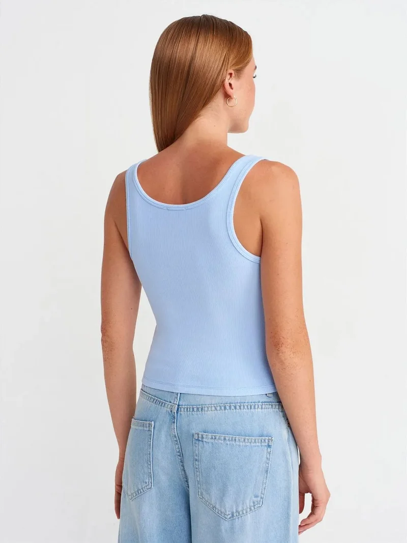 ديلفين Dilvin Ribbed Cotton Blend Crop Cami Top