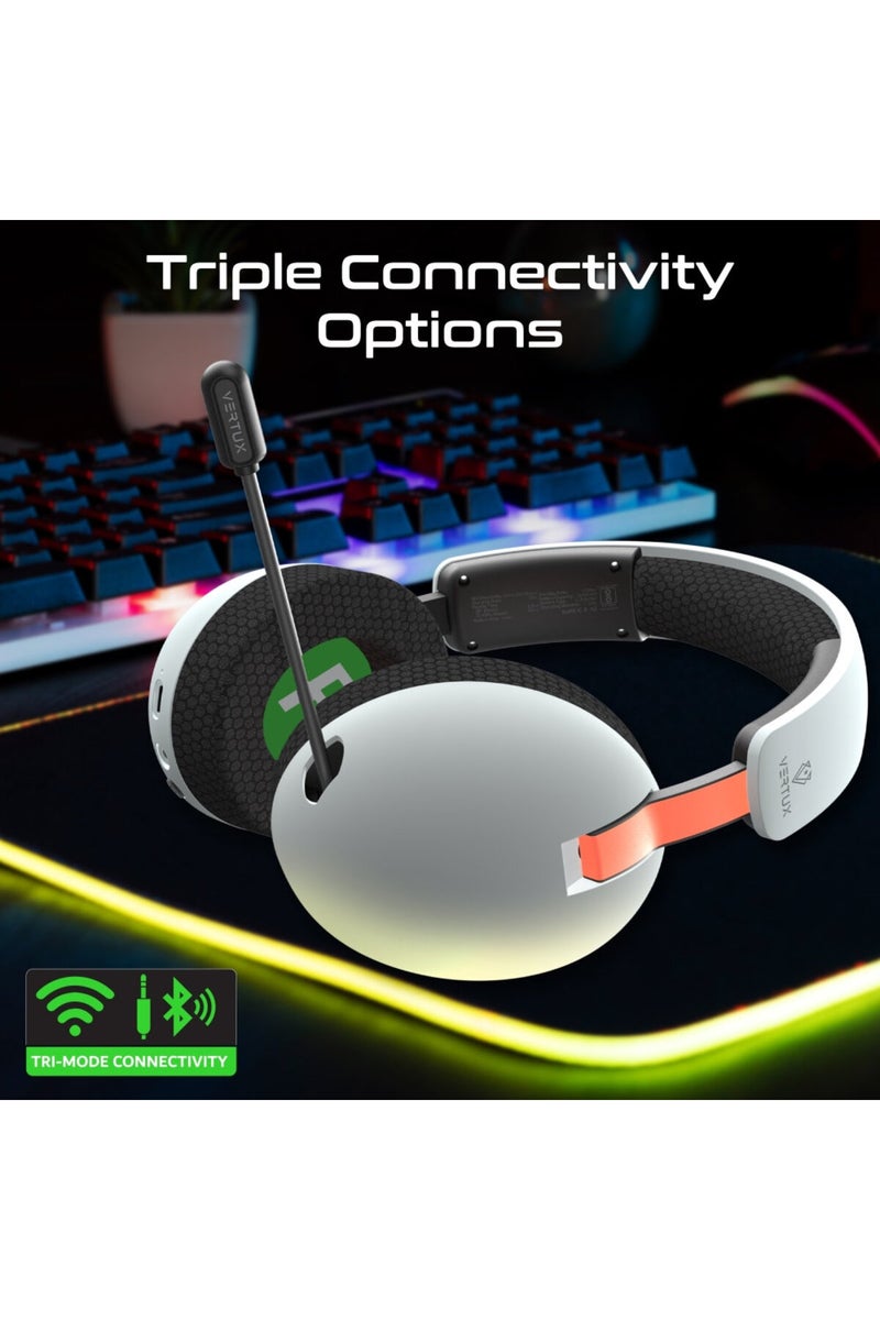 VERTUX Wireless Gaming Headset with 1000mAh Battery, Triple Connectivity, and Retractable Microphone - Image 4