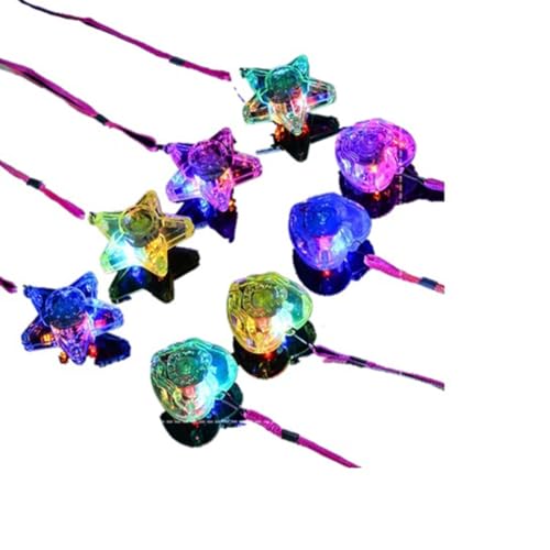 STOBOK LED Sparkle Necklaces Light Up Necklace Bulk Glow in The Dark Flashing Star Heart Pendant Necklace for Kids Party Favors 8PCS - Image 1