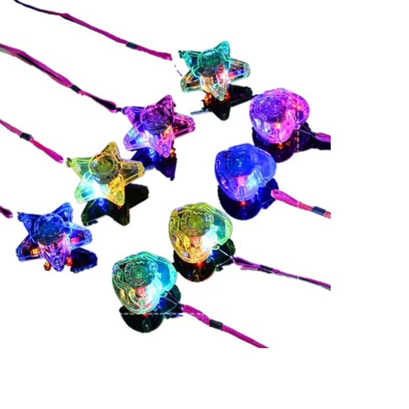 STOBOK LED Sparkle Necklaces Light Up Necklace Bulk Glow in The Dark Flashing Star Heart Pendant Necklace for Kids Party Favors 8PCS - Image 3
