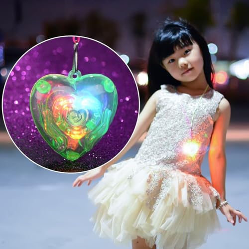 STOBOK LED Sparkle Necklaces Light Up Necklace Bulk Glow in The Dark Flashing Star Heart Pendant Necklace for Kids Party Favors 8PCS - Image 5