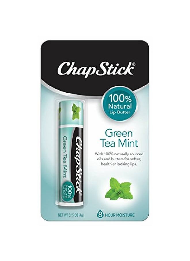 chapstick Green Tea Mint 100 Percent l Ingredients Lip Butter Moisturizing Lip Balm 0.15 Oz  - Image 1