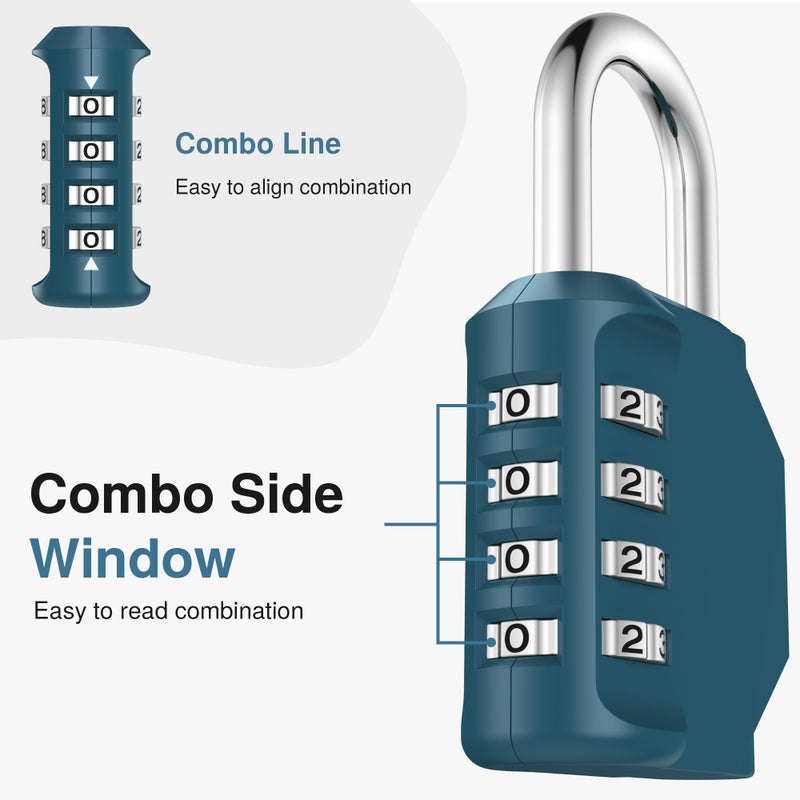 Puroma Combination Lock 4 Digit Waterproof Locker Locks Secure Outdoor Padlock for Gym Lockers, Toolboxes, Gates, Fences, Storage, Sports Locker, Cabinets (Basic Blue Peacock) - Image 3