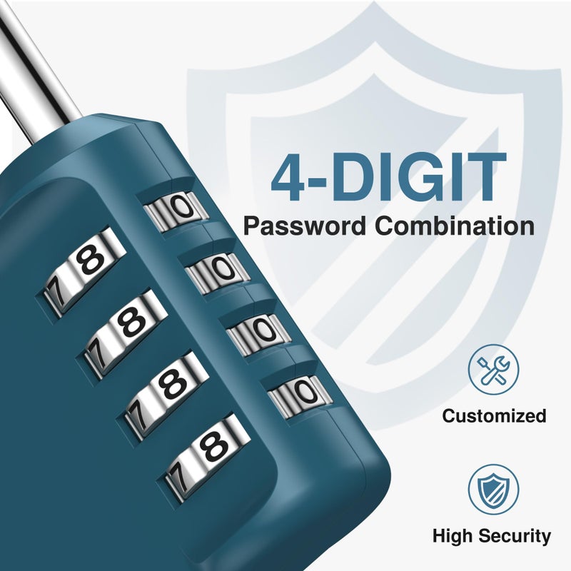 Puroma Combination Lock 4 Digit Waterproof Locker Locks Secure Outdoor Padlock for Gym Lockers, Toolboxes, Gates, Fences, Storage, Sports Locker, Cabinets (Basic Blue Peacock) - Image 2