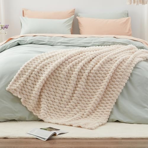EXQ Home Fleece Throw Blanket for Couch and Bed 3D Imitation Large Turtle Shell Jacquard Decorative Blankets Plush Lightweight Fuzzy Flannel Blanket Suitable for All Seasons 5060Beige - Image 3
