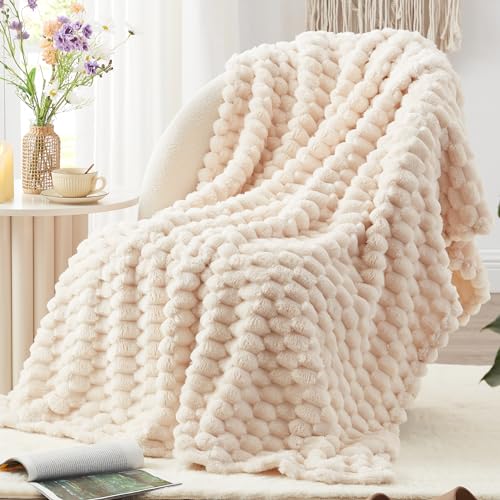 EXQ Home Fleece Throw Blanket for Couch and Bed 3D Imitation Large Turtle Shell Jacquard Decorative Blankets Plush Lightweight Fuzzy Flannel Blanket Suitable for All Seasons 5060Beige - Image 1