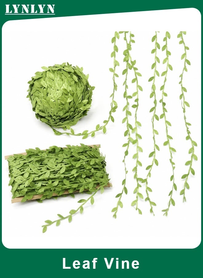 LYNLYN Artificial Leaf Vine Garland, Green Hanging Faux Vine, Flexible Decorative Leaves for Home Decor, Wedding Backdrop, Party Styling, DIY Crafts (100M) - Image 1