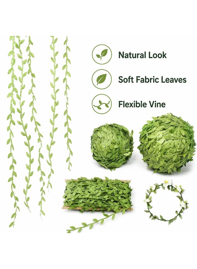 LYNLYN Artificial Leaf Vine Garland, Green Hanging Faux Vine, Flexible Decorative Leaves for Home Decor, Wedding Backdrop, Party Styling, DIY Crafts (100M) - Image 2