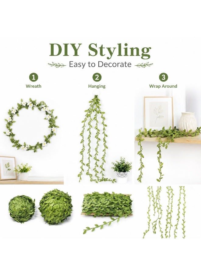 LYNLYN Artificial Leaf Vine Garland, Green Hanging Faux Vine, Flexible Decorative Leaves for Home Decor, Wedding Backdrop, Party Styling, DIY Crafts (100M) - Image 5