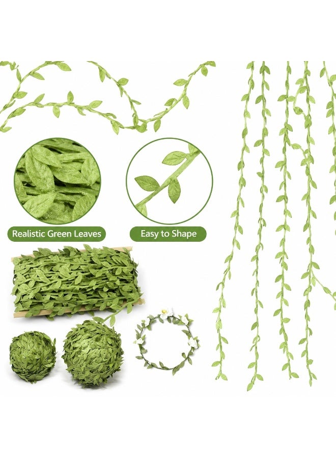 LYNLYN Artificial Leaf Vine Garland, Green Hanging Faux Vine, Flexible Decorative Leaves for Home Decor, Wedding Backdrop, Party Styling, DIY Crafts (100M) - Image 3