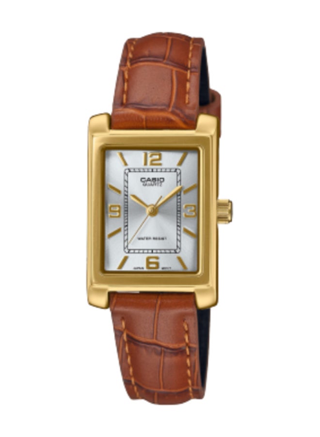 CASIO ساعة يد مستطيلة الشكل بسوار جلدي تناظري LTP-1234GLL-7ADF - Image 1