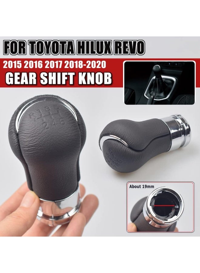 Manual Chrome Leather Car Gear Stick Shift Knob Gearbox Shift Knob Boot for Toyota HILUX REVO 2015-2020 - Image 3