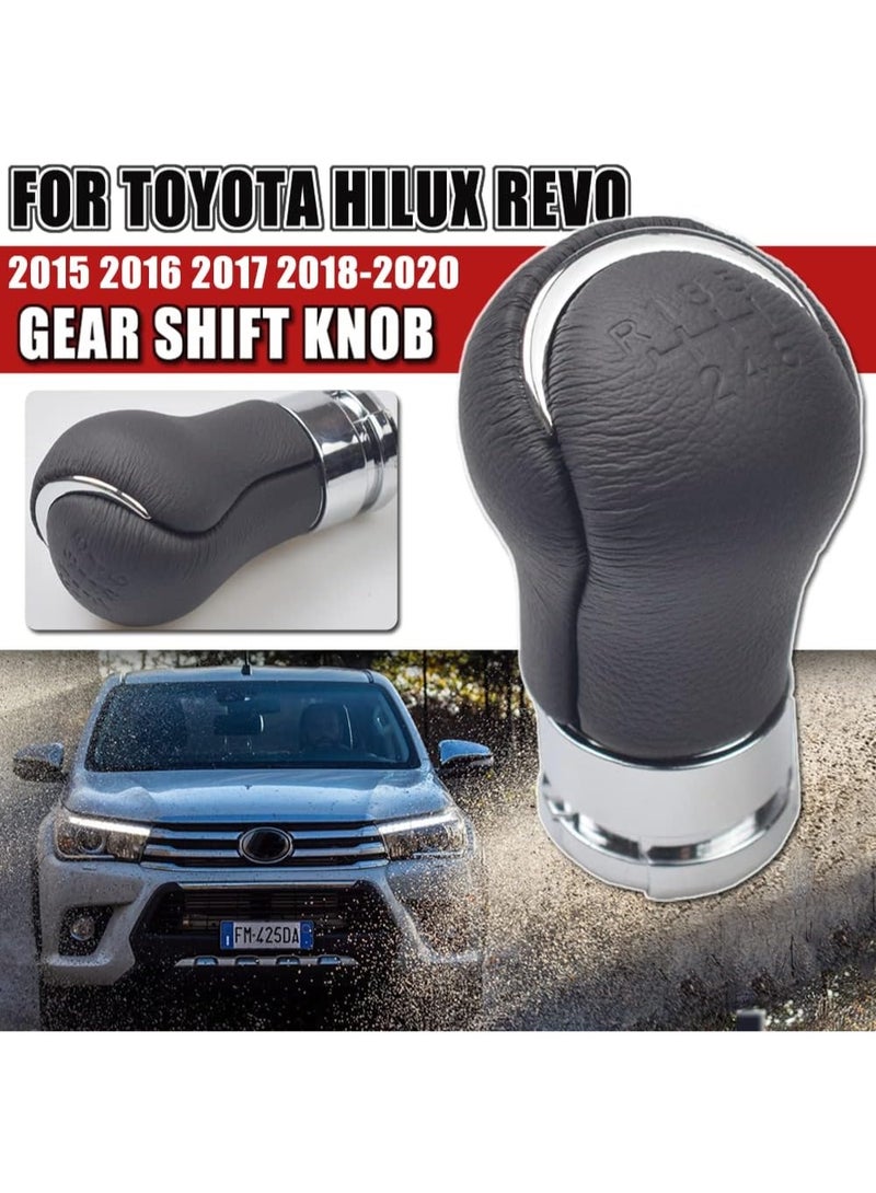Manual Chrome Leather Car Gear Stick Shift Knob Gearbox Shift Knob Boot for Toyota HILUX REVO 2015-2020 - Image 2