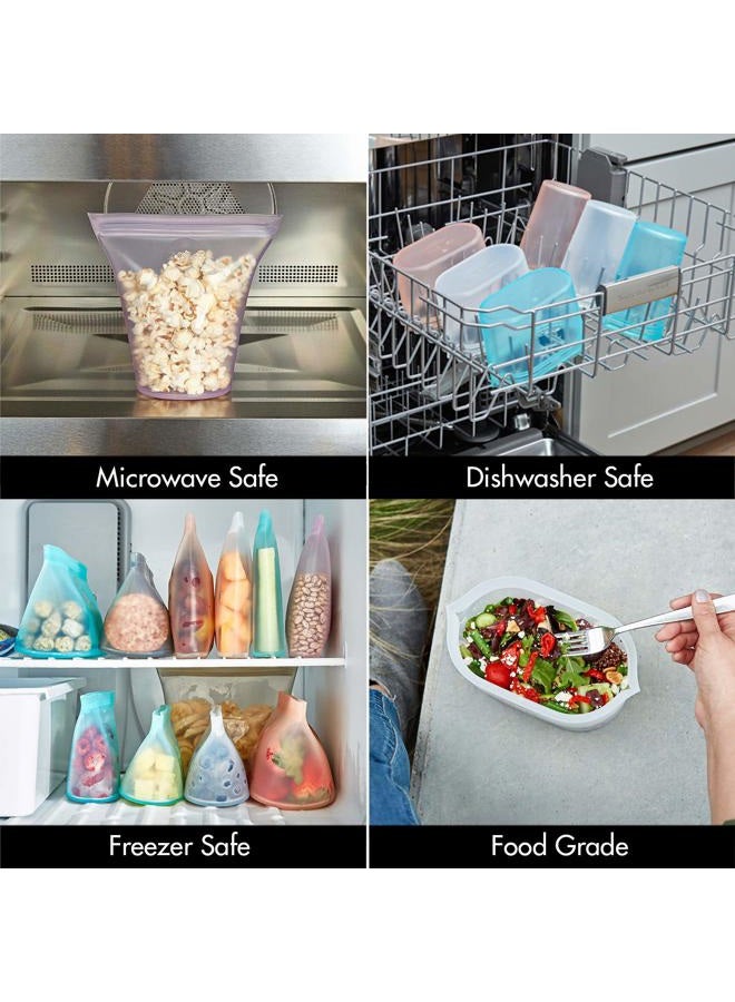 Zip Top Reusable Food Storage Bags | Small Cup [Peach] | Silicone Meal Prep Container | Microwave, Dishwasher and Freezer Safe | Made in the USA - Image 3