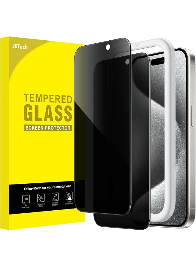 جي تيك واقي شاشة الخصوصية لهاتف آيفون 15 برو مقاس 6.1 بوصة من الزجاج المقوى المضاد للتجسس مع أداة تثبيت سهلة، عبوتان - Image 1