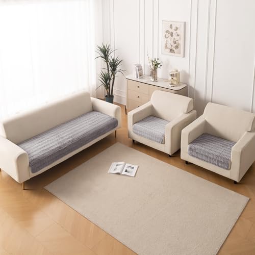 HOKIPO 'Plush Haven' Premium Sofa Mat 5 Seater in 3+1+1 Configuration, Light Grey (AR-5030-5) - Image 1