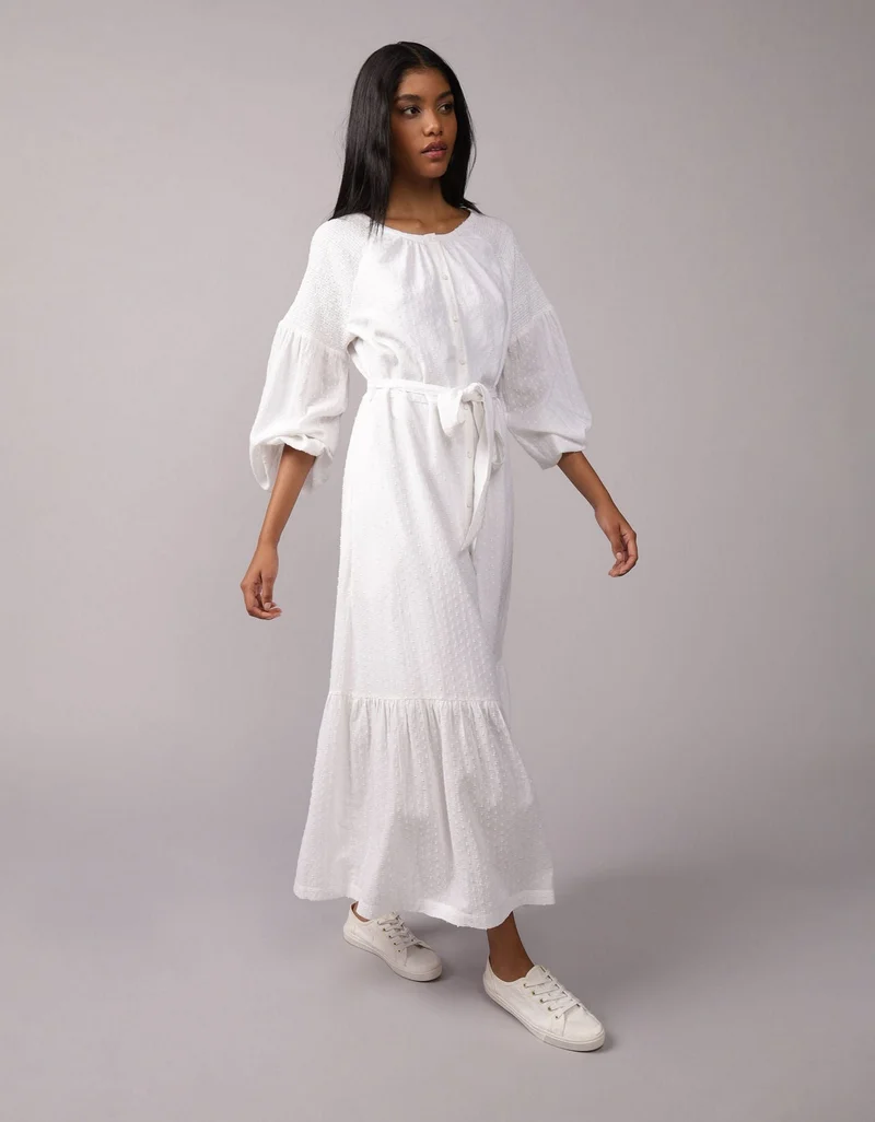 American Eagle AE Long-Sleeve Maxi Shirt Dress.