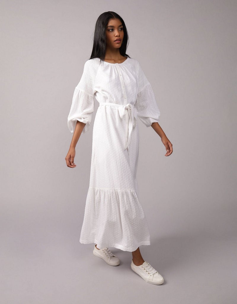 American Eagle AE Long-Sleeve Maxi Shirt Dress. - Image 1