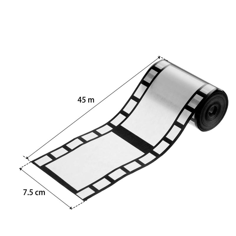 Gejoy 2 Rolls Filmstrip Tape Movie Party Decorations Filmstrip Poly Streamers Movie Reel Decor White and Black Material Film Border Roll for Cinematic Birthday Party Event Home Decor(3 Inch X 150 ft) - Image 2