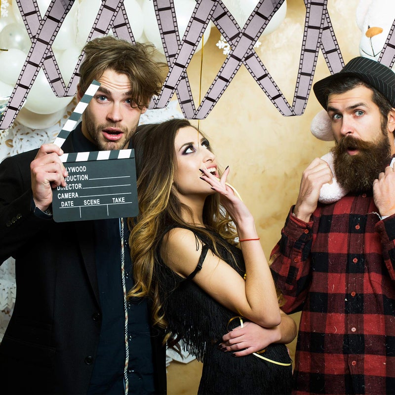 Gejoy 2 Rolls Filmstrip Tape Movie Party Decorations Filmstrip Poly Streamers Movie Reel Decor White and Black Material Film Border Roll for Cinematic Birthday Party Event Home Decor(3 Inch X 150 ft) - Image 5